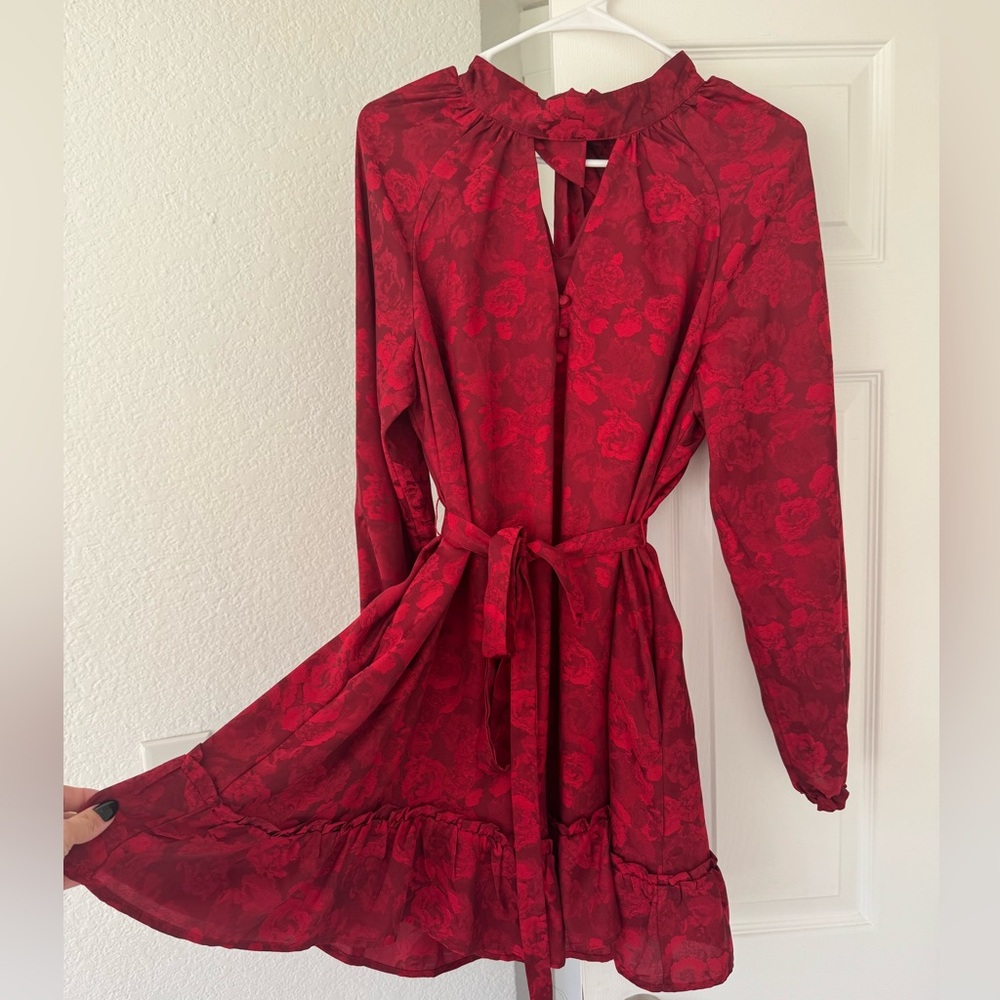 VICI Elegant Red Floral Dress